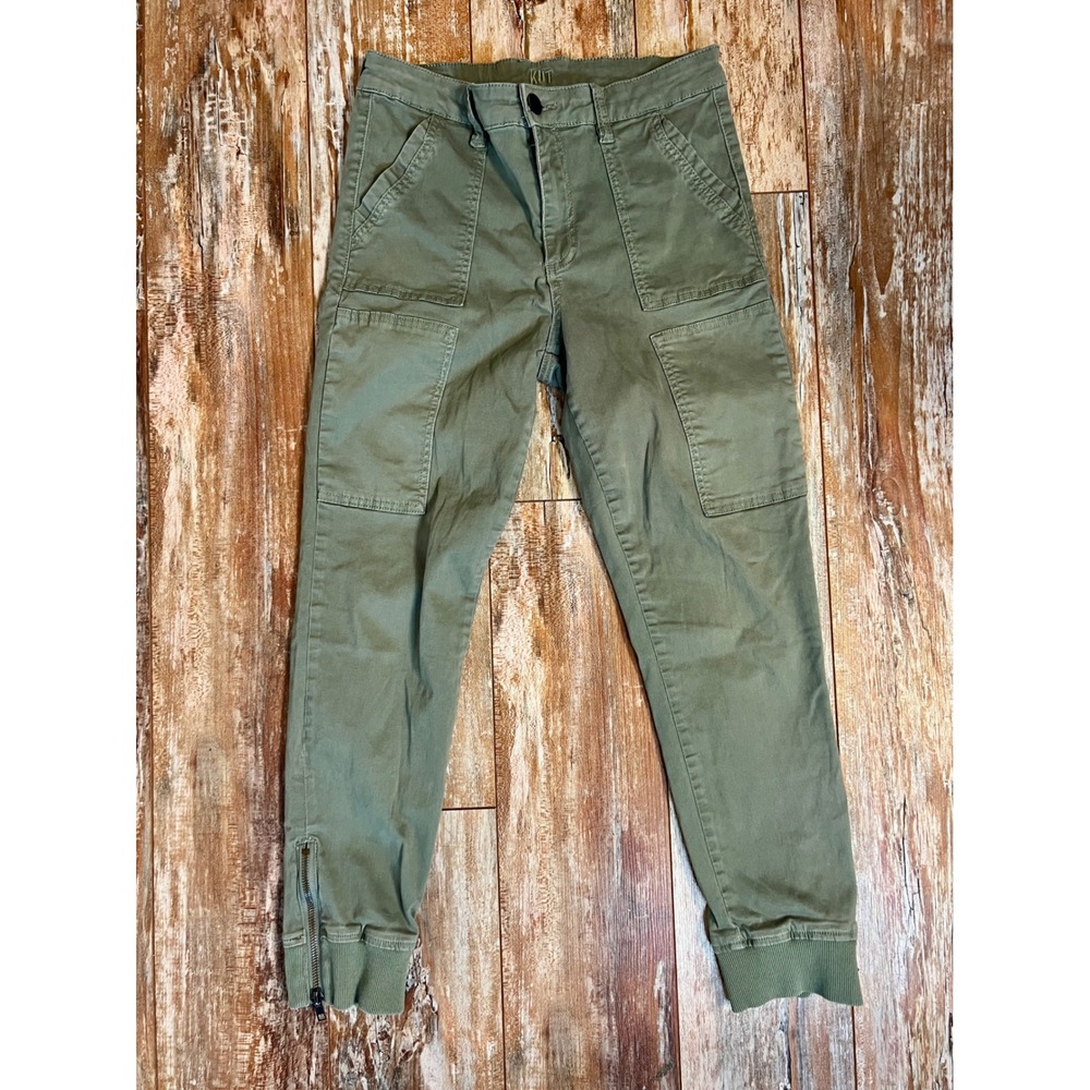 Kut from the Kloth Olive Green Utility Cargo Jogger Pants Zipper Ankle Size 6